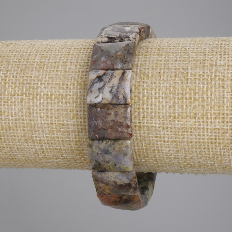 Petersite bracelet with rectangular links, 16×12 mm, length 18 cm ±, stretch