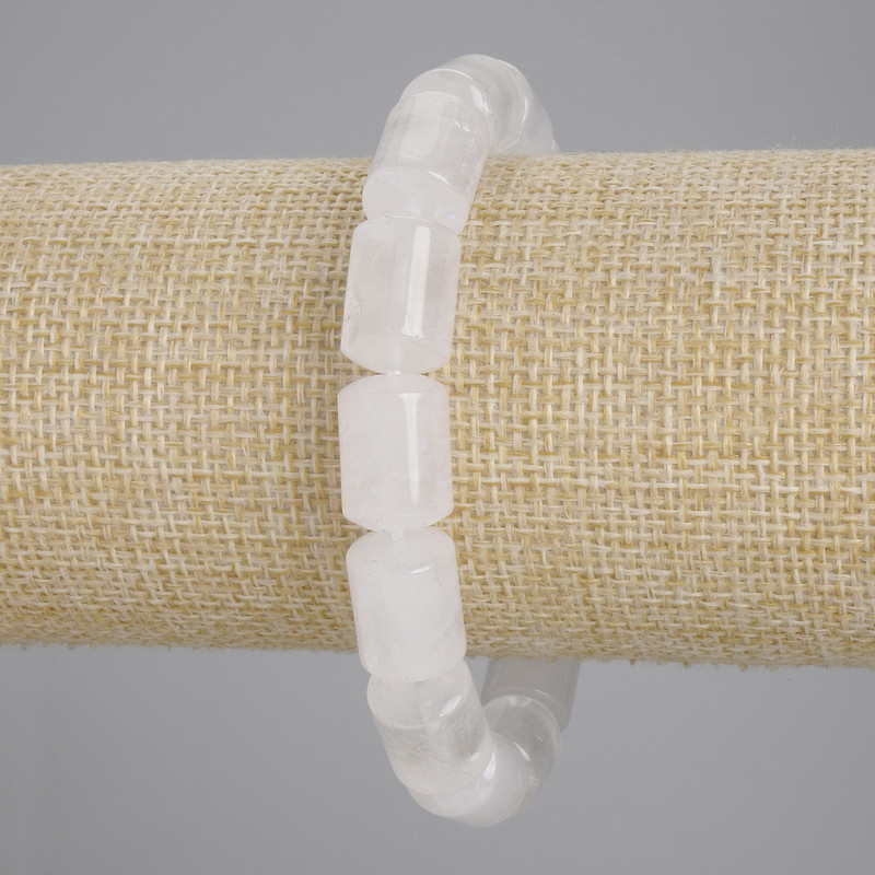 Rock Crystal Cylinder Bracelet, diameter 14x10 mm, length 18 cm ± stretch
