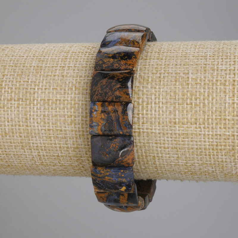 Natural Petersite Stone Bracelet, Smooth-Link, 15×11 mm Diameter, Length 18 cm ± Stretch