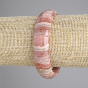 Natural Rhodonite Stone Bracelet, oval-link, diameter 17×13 mm, 18 cm long, stretch