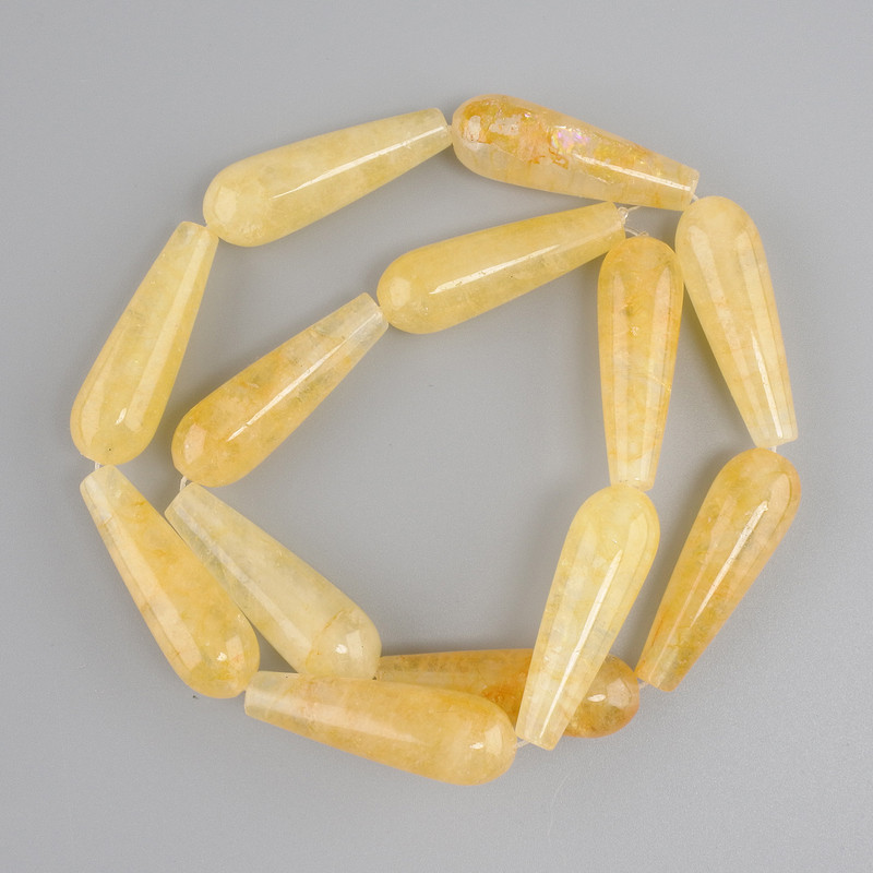 Citrine Teardrop Beads, diameter 31-32×10-10 mm, 5 mm +/-, length 41 cm +/- on thread