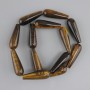 Beads of Tiger's Eye and Hawk's Eye, Drop Shape, diameter 31×10.5 mm, 5 mm ±, strand length about 40 cm on thread