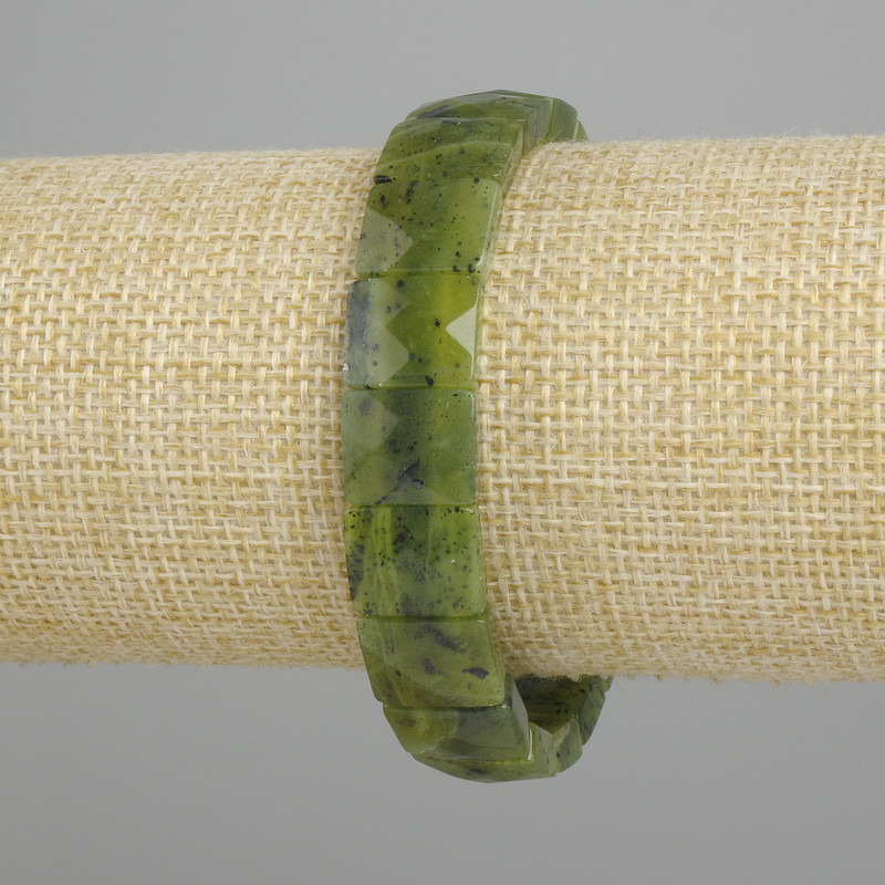 Bracelet of natural Jadeite, Faceted links, diameter 12×10 mm, length 18 cm ± stretch