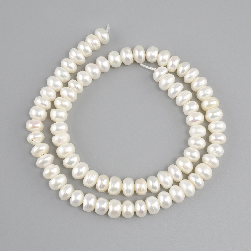 Freshwater Pearl Beads, diameter 6.5-7.5 mm, 5x4.5 mm ±, length 35 cm ± on a thread