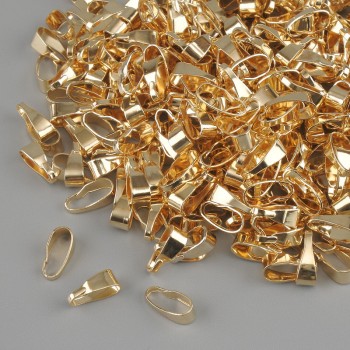 Pendant bail for sub-pendant, diameter 3 mm ±, length 7 mm ±, gold-tone metal, plating 18K+