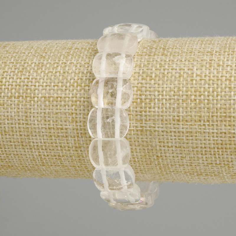 Bracelet with Rock Crystal, Faceted Links, 14×10 mm Diameter, 18 cm Length (Stretch)