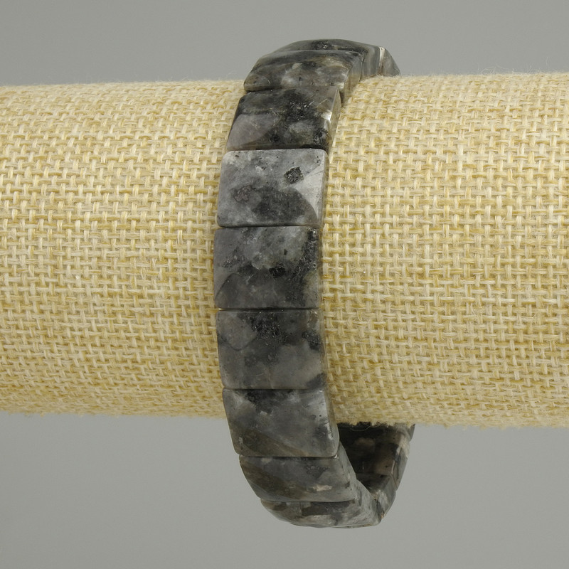 Labradorite Bracelet with Rectangular Faceted Links, 15x10 mm, 5-11 mm ±, 18 cm length (stretch)