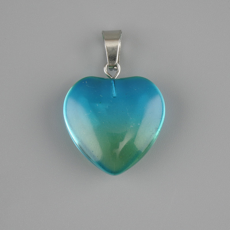 Heart-shaped Pendant with Tinted Quartz, 20×20 mm ±, Length 30 mm ±