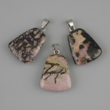 Rhodonite pendant, trapezoid 17×21 mm, length about 30 mm
