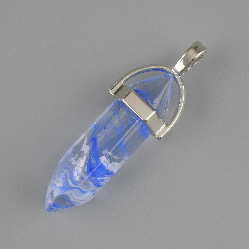 Pendant made of tinted glass in the shape of a hexagonal crystal 30×8×41 mm+
