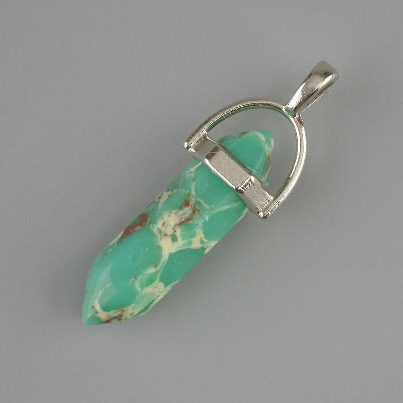 Variscite Hexagonal Crystal Pendant 30×8×41 mm+