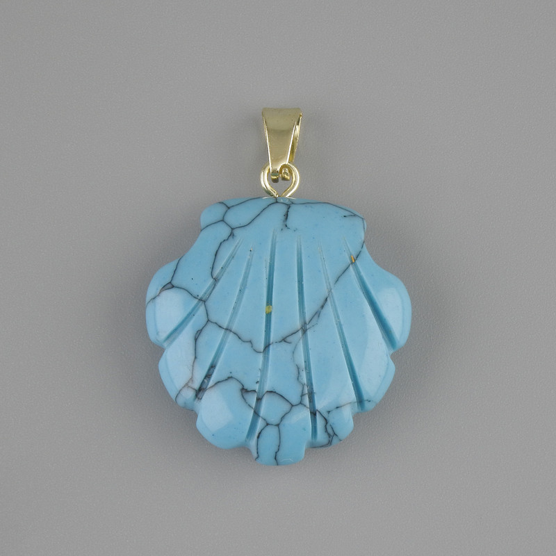 Shell pendant Turquoise (single piece) 22x22 mm +- , length 30 mm +-