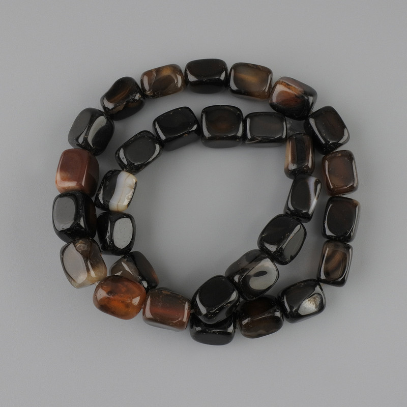 Clearance! Bar-shaped Agate Beads, 12-15×8 mm, 5-9 mm ±, length 38 cm ± on thread