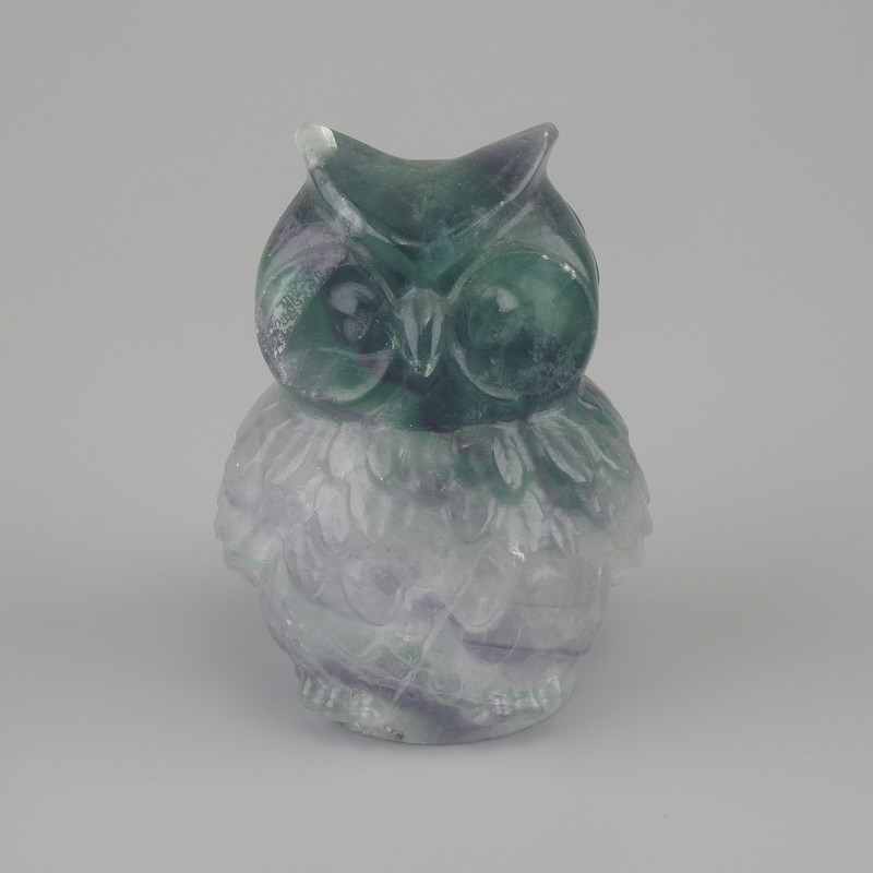 Fluorite Owl Figurine 50×38×34 mm+