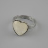 Ring with Mother-of-Pearl in Heart Shape 13×13 mm ±, silver-tone metal