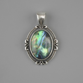 Haliotis Pendant 34×21 mm - Silver-Tone Metal