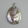Two-sided 3D Haliotis Shell Pendant, diameter 56x43 mm ±, length 68 mm ±, silver-tone metal