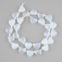 Opalite Moonstone Heart Beads, diameter 12×11-11 mm, 5 mm±, seed beads 3 mm±, length 39 cm± on thread