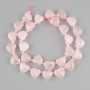 Pink quartz heart beads, diameter 12×11–11 mm, 5 mm ±, seed beads 3 mm ±, length 39 cm ± on thread