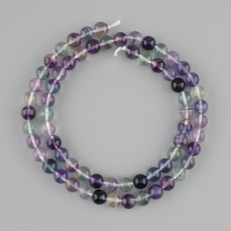 Fluorite Beads, Smooth Round, 6 mm Diameter, 40 cm Length on Thread