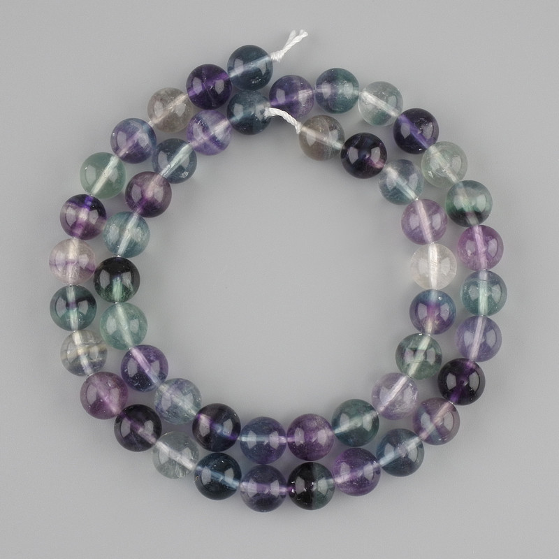 Fluorite beads, smooth round 8 mm, 40 cm length on thread