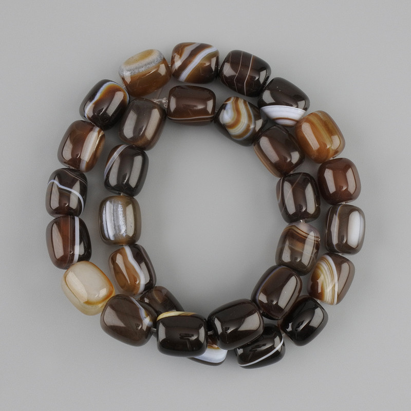 Agate Barrel Beads 12.5 x 11 mm on Thread