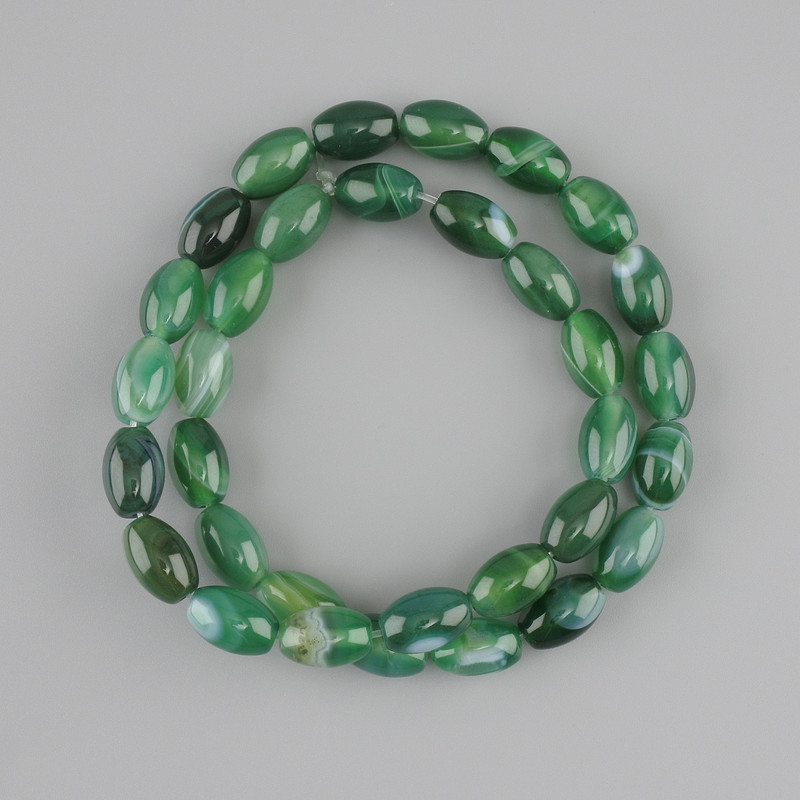 Agate seed beads, grain shape, diameter 11.5–12×7.5–8 mm ±, length 39 cm ± on thread