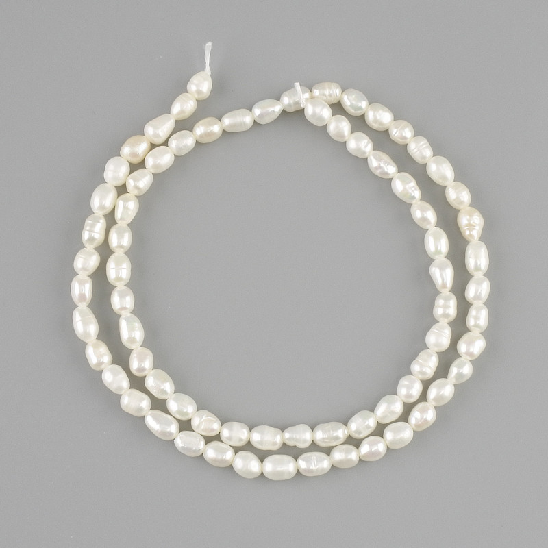 Natural river pearl beads 4–6×3.5–4 mm, 35 cm length
