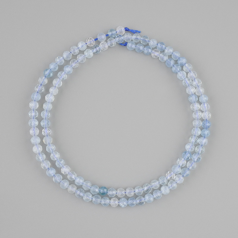 Aquamarine faceted rondelle beads, diameter 3.5×3 mm, length 38 cm ±