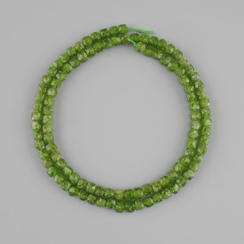 Diopside Beads natural stone faceted cube beads, diameter 3.5×3.5 mm, length 39 cm ±