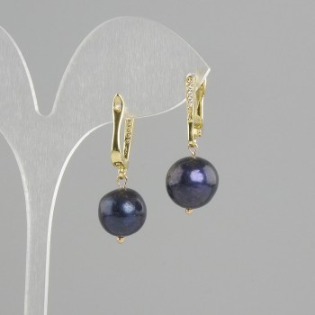 Freshwater Pearl Earrings, 12 mm diameter, 30 mm length ±