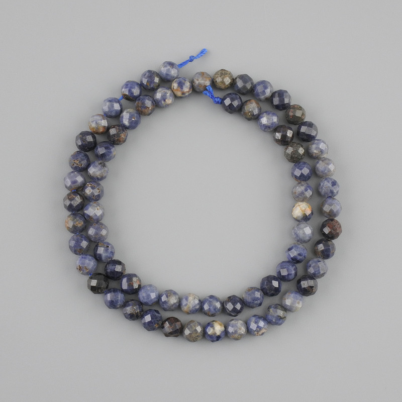 Sapphire Beads, Natural Stone, Faceted Round Bead, Diameter 5–5.5 mm, Length 38 cm ±