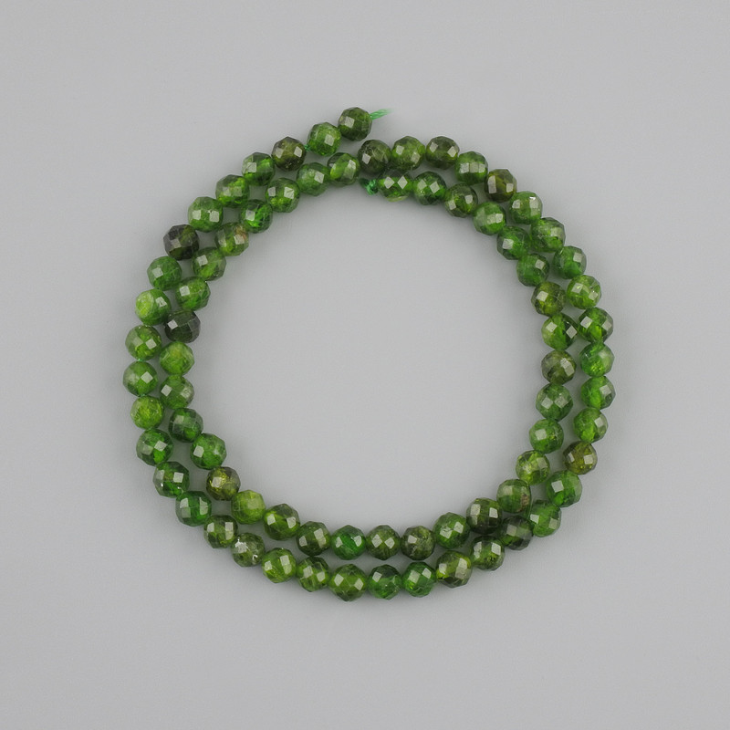 Diopside Beads, Natural Stone, Faceted Round Beads, Diameter 5 mm ±, Length 38 cm ±