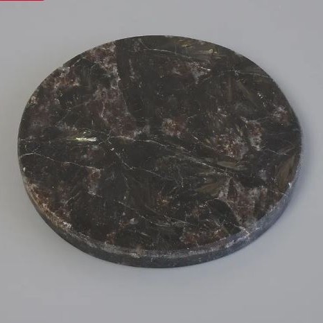 Souvenir plate made of natural Nuummite stone, diameter 103×10 mm ± (Price per 100 g)