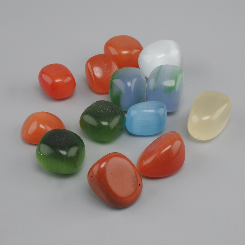 Cat's Eye tumbled decorative stone, diameter 13-20×13-18×11-14 mm+ (assorted sizes) (Price per 100 g)