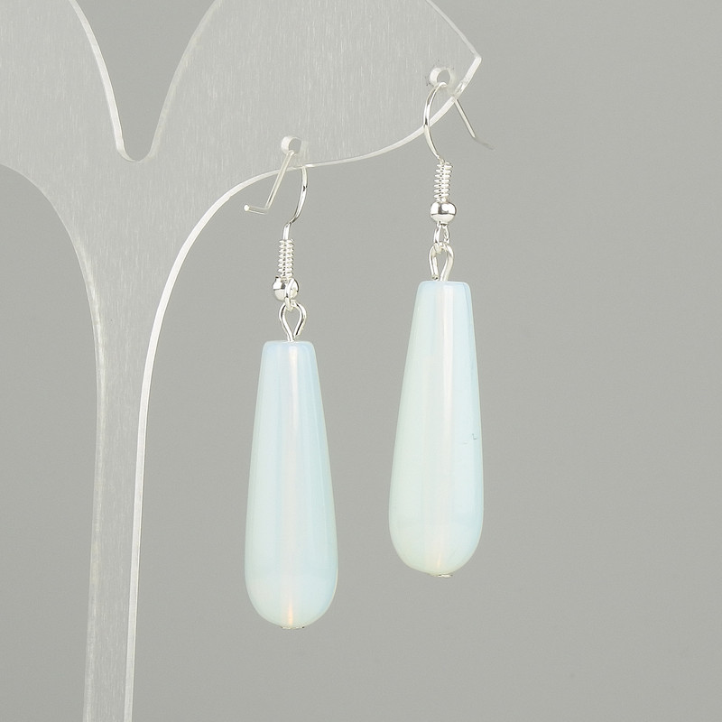 Moonstone Opalite Drop Earrings, diameter 32×10 mm ±, length 52 mm ±