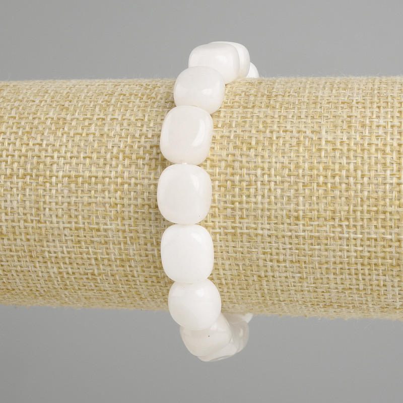 Bracelet with White Quartz Tumbled Beads, diameter 12-13×10 mm ±, length 18 cm ±, stretch