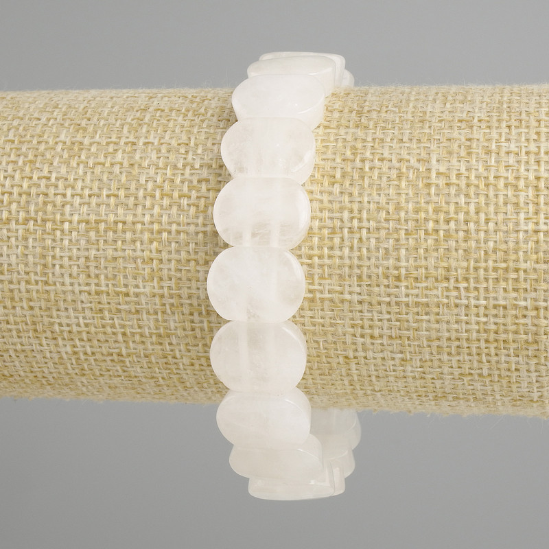 Rock Crystal Bracelet, Smooth Links, 14×10 mm Diameter, 18 cm Length ± Stretch