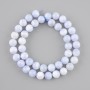 Blue Agate Beads - Smooth Round Balls, 9 mm Diameter ±, 38 cm Length ± on Thread