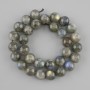Labradorite beads, smooth round spheres, diameter 12.5-13 mm, length 39 cm on thread