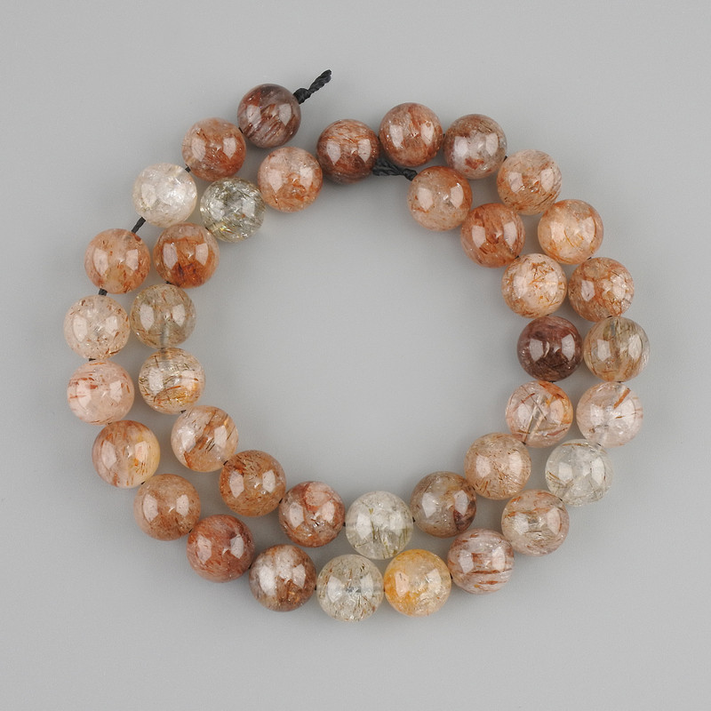 Beads, Hairy Rutilated Quartz, Smooth Round 10mm, 39 cm on Thread