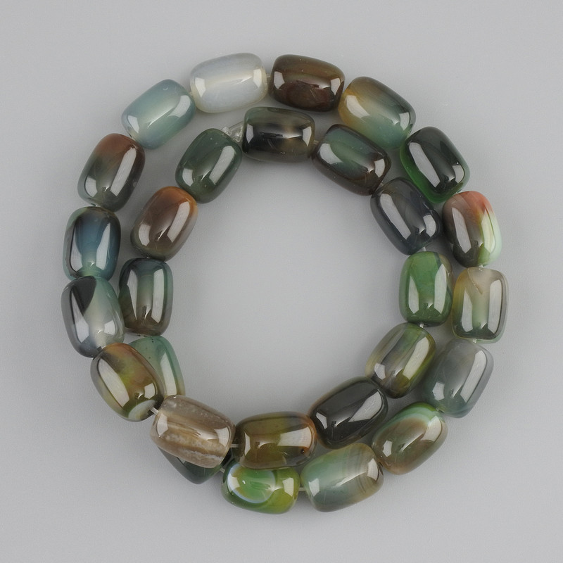 Brazilian Agate Barrel Beads, 13.5×10 mm, 38 cm length on thread