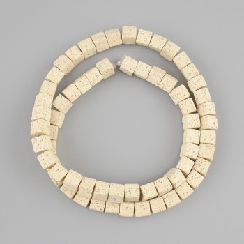 Beige Volcanic Lava Cube Beads, 6x6 mm, on thread, 40 cm length+