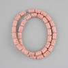 Pink lava beads, cylindrical, 10×6 mm, on thread, length 38 cm+