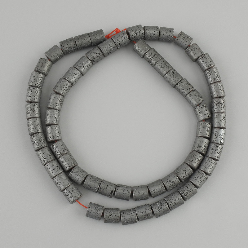 Porous Hematite Beads, Cylindrical, 6×6 mm diameter, 40 cm long on thread