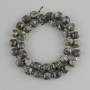 Larvikite Beads, Faceted Cube, Diameter 8.5–9 mm, Seed Beads 3 mm+, Strand Length 37 cm