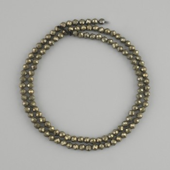 Pyrite Beads, Faceted Ball, Diameter 3 mm ±, Length 40 cm ±