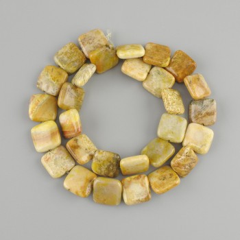 Beads Fossilized Coral Square 14×14 mm, 39 cm length ±, on beading thread