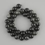 Beads of rutilated quartz with Schorl tourmaline inclusions, smooth round beads, 12 mm diameter, 38 cm length on thread