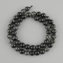 Beads of natural rutile quartz with Schorl inclusions, smooth round beads, 8 mm diameter, 38 cm length ± on thread